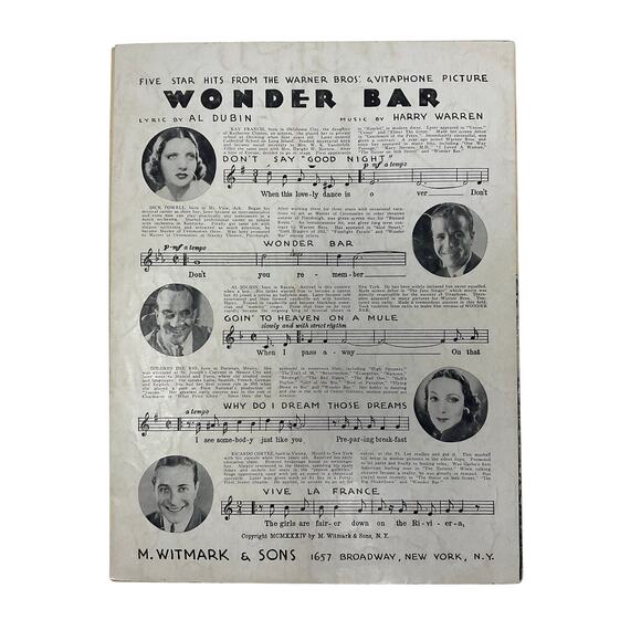 Goin To Heaven On A Mule Sheet Music Wonder Bar Al Dubin Harry Warren - Picture 5 of 5